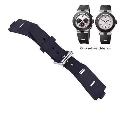 、High Quality Black Rubber Strap Men And Women Silicone Bracelet for Bvlgari Bvlg diagono 24mm x 8mm