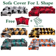 in stock [2pcs Sofa Cover] Elastic Sofa Cover for L Shape l Shape Sofa Cover Sofa Set 2 Set Cover Fo
