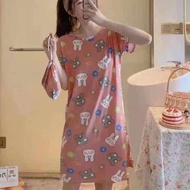 YUSSYLYI Cotton spandex Pajama Dress Night Dress Plus Size Sleepwear Homewear for Women Lounge Dress