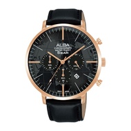 Alba Men's Earth Chonograph Black Leather Strap Authentic Watch VD53-X368RGL