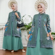 Gamis Batik Motif Blarak Dress Modern Premium,gamis batik kombinasi