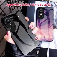 Oppo Reno10 5G 10Pro 2023 Tempered Glass Phone Case For Oppo Reno 10 9 Reno10 Pro Reno10Pro 10Pro+ + Plus 5G Slim Back Cover Hard Shockproof Casing