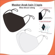 Masker Anak Duckbill Polos Kain 3 Lapis Adjustable Bisa dicuci Ulang