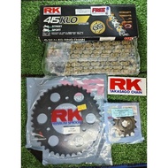 Y15 FZ150 💯 Original RK RKM GS 415 ERO KLO Black ORING GOLD CHAIN GS415 Y15ZR Y15 Y16 sprocket ranta
