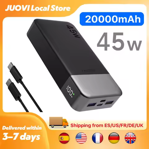JUOVI Fast Charging Power Bank, 20000mAh 45W Portable Charger, Super Fast Charging with LED Display