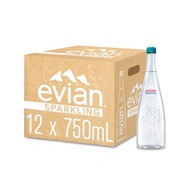 Evian Sparkling Natural Mineral Water Glass 12 x 750ml
