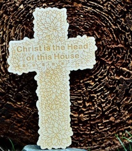 Flower Cross 基督是我家之主 木片掛飾/壁貼裝飾/居家禮品