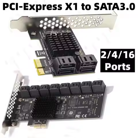 2/4/16 Ports SATA III PCIe Expansion Card 6Gbps SATA 3.0 to PCI-e 1X 4X 8X 16X PCI Express Adapter C