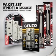 Genzo One Set of Thick Hinge Hooks, Jumbo Stainless Steel Latch, Complete Bolts