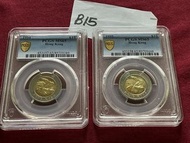 香港政府發行 1994 1995 香港$10 香港洋紫荊10元，香港金銀潤拾圓，一共兩個，香港金銀潤10元兩個都全新原光BU品相的，PCGS金盾  MS65x2，不分開買的，原光全新品相的香港拾元硬幣