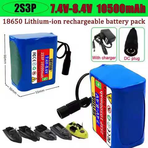 7.4-8.4V 2S3P 10500mah Lipo Battery for T188 T888 Remote Control Fish Finder Fishing Bait Boat Spare