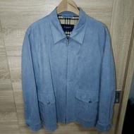 Burberry London 日本製 藍色 麂皮 布勞森外套 哈靈頓外套 男M