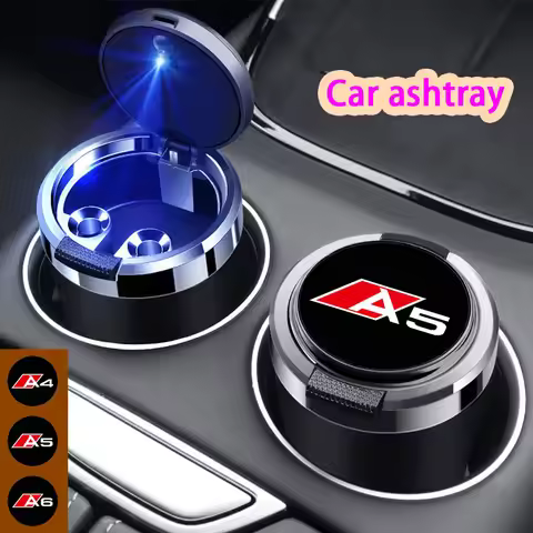 LED Light Car Ashtray-One-Click Open/Close,Easy Refill,car accessories,for Audi A A4 A5 A6