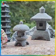 Mypink Retro Gazebo Chinese Lanterns Mini Pagoda Model Decoration Stone Miniature Statue Sandstone H