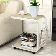 OKURA Magazine Lifting Laptop Table Side Table Rack with Wheels Home Living Meja Rak Majalah Beroda