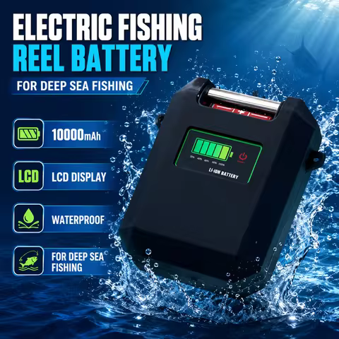14.8V 10000mAh Electric Fishing Reel Battery LCD Display WaterProof 14.8V 10Ah Sea Fishing Reel Batt