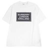 成色極佳的 BURBERRY 8084338 100% 純棉方框 Logo 印花圓領短袖 T 卹，白色，M 碼，正品，男士