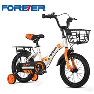 Forever Children's Bicycle Men's and Women's Bicycle Foldable Bicycle 4-6-8-10 Years Old Training Wheel 14-Inch Orange