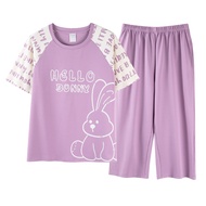 Miiow Summer Women Pajamas กางเกงขาสั้นแขนสั้นพร้อมชุดชุดนอนหน้าอก KYM-7200