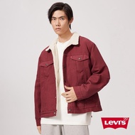 Levis 男款 毛領外套 / Type3經典修身版型 酒紅 熱賣單品