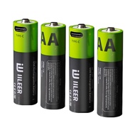 [IILEER] AA / AAA / 9V High Capacity Rechargeable Battery with Built-in Type C Port