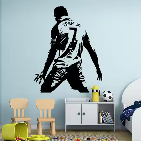 Football Cristiano Ronaldo Vinyl Wall Sticker Soccer Athlete Ronaldo Wall Decals Art Mural For Kis R