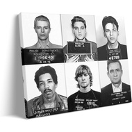 Kurt Cobain Elvis Presley Jimi Hendrix David Bowie Frank Sinatra Johnny Cash Poster Canvas Framed Celebrity Mugshot Poster Mugshot Wall Art 16x20