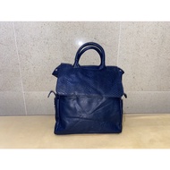 Leather Backpack - GILES N BROOKS ORIGINAL - 100% AUTHENTIC LEATHER - NAVY Blue