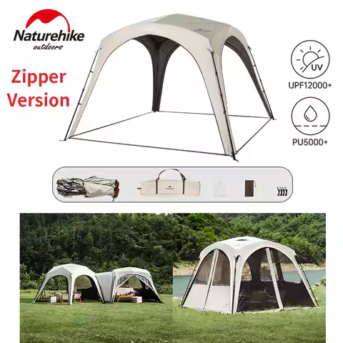 Naturehike Outdoor Quick Open Awning Tent Camping Travel Connectable Sun Shelter Titanium Black Coat