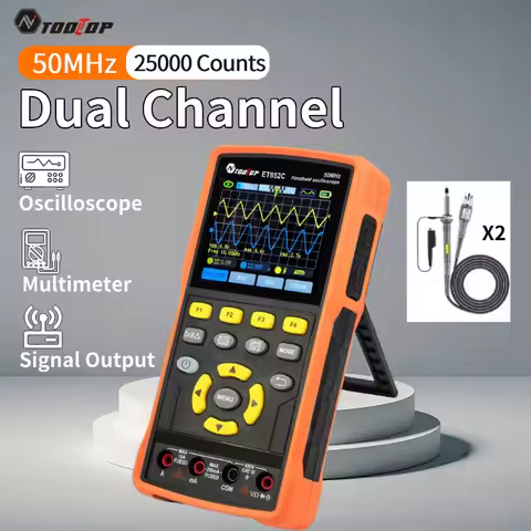 TOOLTOP ET852C 50Mhz Digital Oscilloscope Multimeter Signal Generator 3 in 1 Dual Channel Handheld O