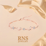 [Ready Stock] RNS Silver Rose Gold Plated Bracelet Dolphin Woman Simple Fashion Gelang Rantai Tangan