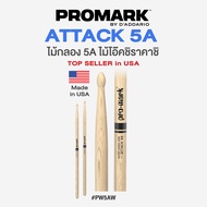 ⭐Made in USA + Best Seller⭐ Promark™ Attack 5A ไม้กลอง 5A ทำจากไม้ Shira Kashi Oak # PW5AW