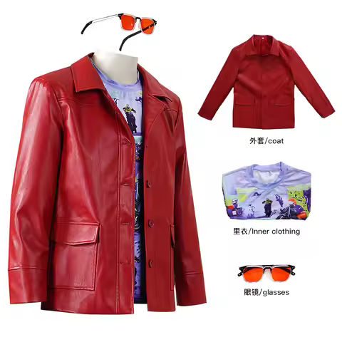 Fight Club Tyler Durden Cosplay Costume Adult Men Leather Jacket Shirt Glasses Set Halloween Carniva