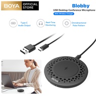 BOYA Blobby Plug &amp; Play USB ไมโครโฟนคอมพิวเตอร์เดสก์ท็อปพีซีรอบทิศทาง360 ° พร้อมที่ชาร์จแบบไร้สายสำหรับการประชุม/คลาสออนไลน์ซูมสายสนทนา Skype