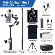 AXNEN | Intelligent AI Tracking 3-Axis Handheld Gimbal M06 with Wireless Lavalier Mic Fill light  fo