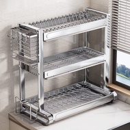 Q-8# Stainless Steel Kitchen Dish Rack Draining Storage Rack Cupboard Storage Rack Multi-Functional Dish Rack Tableware