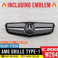 W204 Grill AMG Grille Semi Chrome C63 C200 C250 C300 Mercedes Emblem Front Bumper Accessories C180 F
