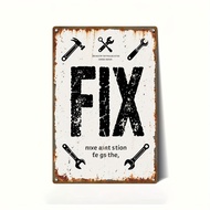 HELLOYOUNG Vintage Iron Tool Shed Sign Fix It Rustic Workshop Wall Art 8x12 Inch For Man Cave