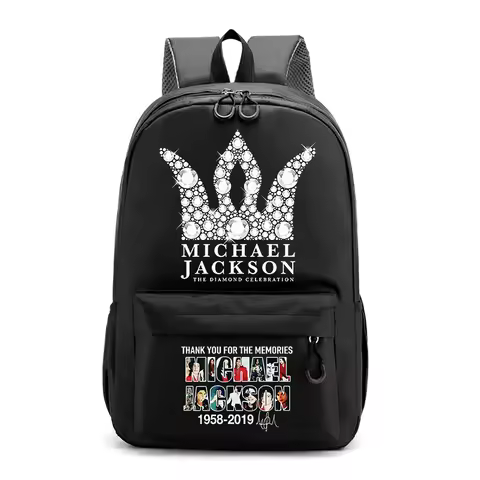 Boy Girl Large Capacity Backpack Kawaii Stationery Storage Pouch Anime Michael Jackson Printed Schoo