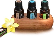 VolksRose 5~10ml Wooden Essential Oil Organizer for 3 Bottle - Red Oak Storage Rack - Elegant Travel