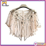 Travelight| Women Cape Crochet Lace All-match Mesh Summer Beaded Sequin Shrug Flapper Dress Shawl for Party