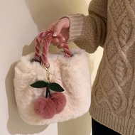 All-Match Furry Fashion Cherry Chain Messenger Bag Furry Bag Cute Cherry Bag Fashionable