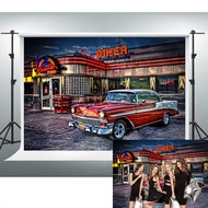 VIDMOT 50's Rock Roll Diner Backdrop 1950s Vintage Car Backdrop Retro Nostalgia Photography Backgrou