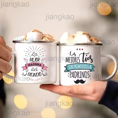 Best Godmother Godfather In The World Print Enamel Mug Friend Drinks Coffee Cup Camping Mugs Best Id