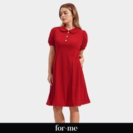 ForMe Peter Pan Collar Dress for Women With Pintuck Detail (Red)