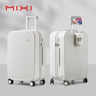Mixi กระเป๋าเดินทางอเนกประสงค์นวัตกรรม20นิ้วน้ำหนักเบาพีซีถือในเคสที่มีล้อสากลใบ้24 26นิ้วกระเป๋าเดินทางแบบลากในล็อค TSA M9290 20 Inch Smoke White One