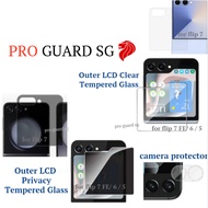 [SG] Samsung Flip 7 6 5 Outer Front LCD Clear / Privacy Tempered Glass Camera Screen Protector