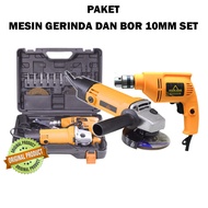 YUKIDO bor listrik + angle gerinda set bor listrik murah 10mm Mesin Gerinda Tangan Reversible Electric Drill untuk memotong dan mengamplas logam, kayu