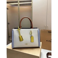 New COA White Yellow Blue Combination Handheld Noble Women's Bag Fashion One Shoulder Crossbody Women's Bag 27cm