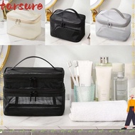 TARSURE Travel Cosmetic Bag, Storage 1/2/3 layer Make Up Organizer Bag, Portable Transparent Mesh La